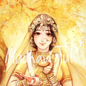 HD File Shri Radha, Radha Krishna, 4k High quality wallpaper, Radharani, Indian art, Indian Gods, Bhakti Yoga Hindu Gift Indian Gods