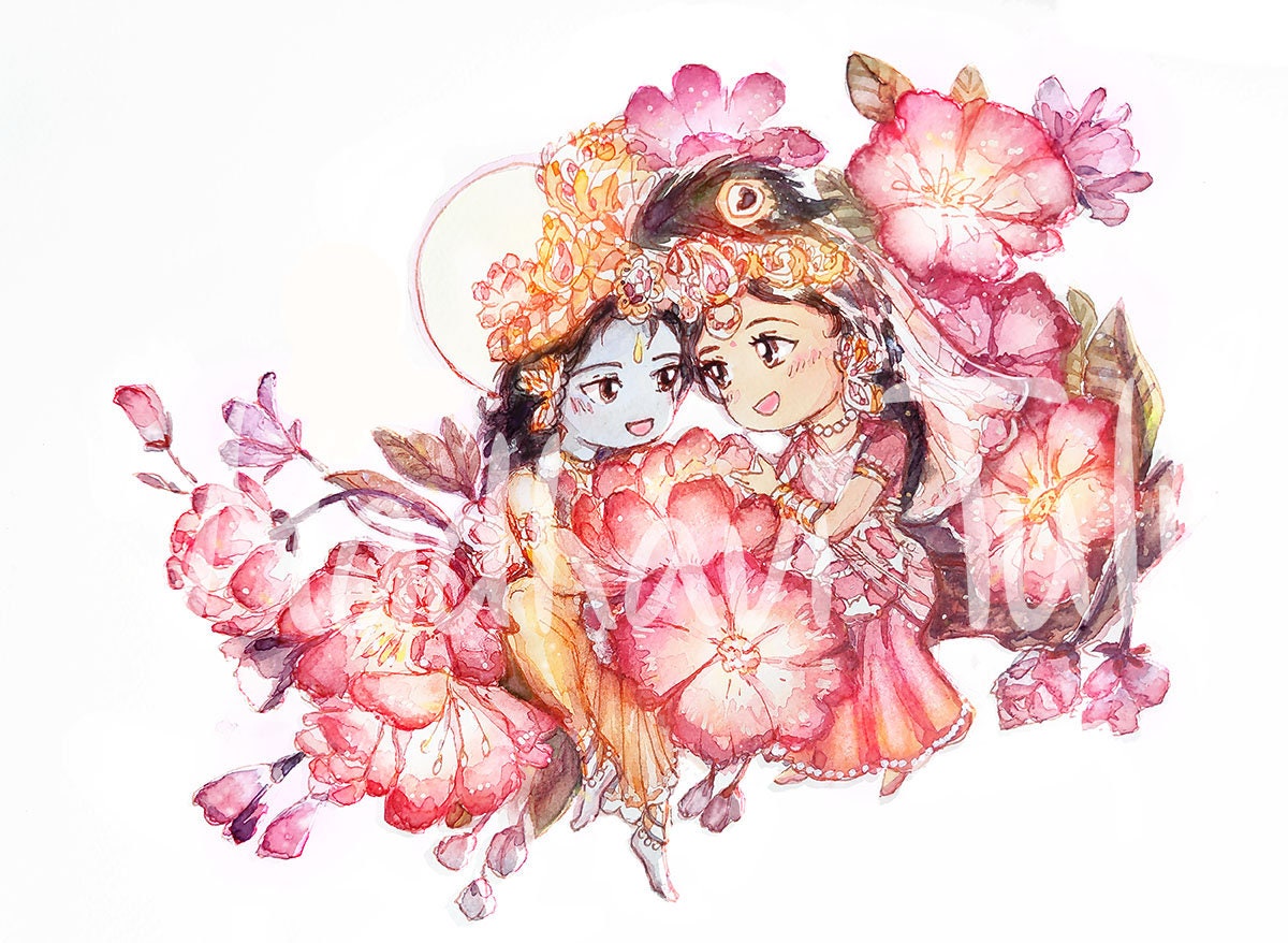 HD File Cute Shri Krishna With Shri Radha Radha Krishna in - Etsy ...