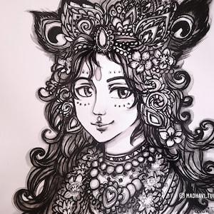 Sri Krishna Portrait Original Artwork