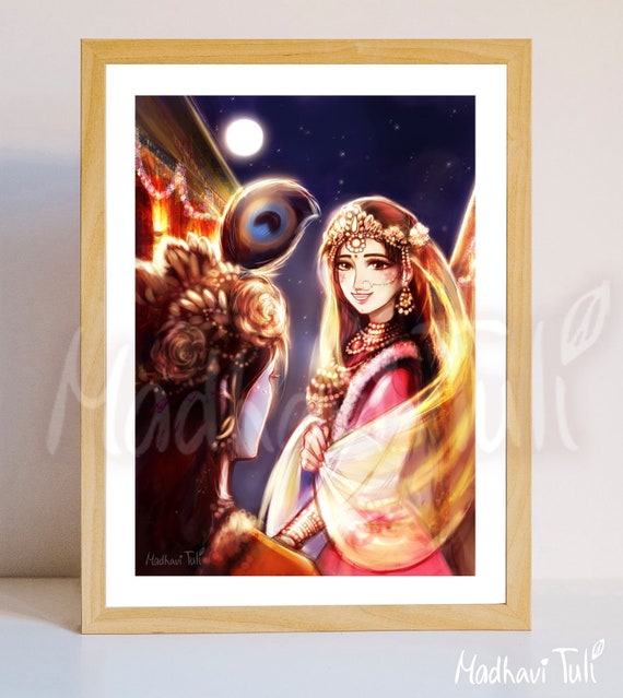 Sri Radha Krishna Divine Wall Art Hindu Gift Bhakti Yoga - Etsy Australia Sri Radha Krishna Divine Wall Art Hindu Gift Bhakti Yoga - Etsy Australia