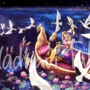 HD-Datei Shri Radha Krishna, hochwertige Tapete Radha Krishna, Yamuna, indische Kunst, Hindu-Geschenk, Krishna Geschenk, Bhakti Yoga, Yoga-Geschenk