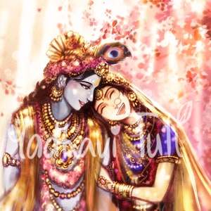 HD File Shri radha feeding Shri Krishna in yellow beautiful garden 4k High quality wallpaper Bhakti Yoga Prasadam