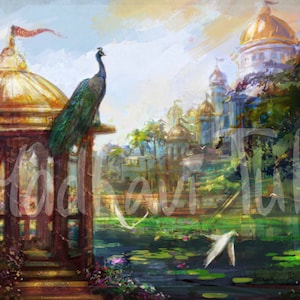 File HD Shri Vrindavan Krishna, Magico Vraj, Krishna carta da parati di alta qualità, arte Govinda, arte indiana, Hindu Gift, Krishna Gift, Regalo Yoga