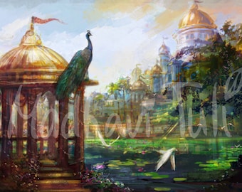 HD-Datei Shri Vrindavan Krishna, magische Vraj, Krishna hochwertige Tapete, Govinda Kunst, indische Kunst, Hindu Geschenk, Krishna Geschenk, Yoga-Geschenk