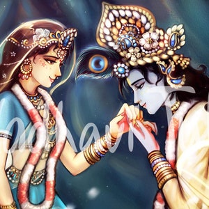 HD File Shri Krishna with Shri Radha 4k High quality wallpaper, Magical kiss, Hindu Gift, Printable Krishna Wall Art, Print Radharani Gopal