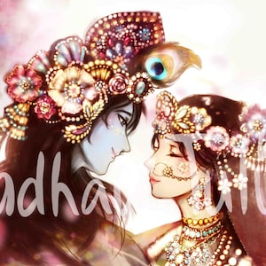 HD File Shri Radha Krishna, High quality wallpaper Radha Krishna, Govinda art, Indian art, Hindu Gift, Krishna Gift, Bhakti Yoga, Yoga gift