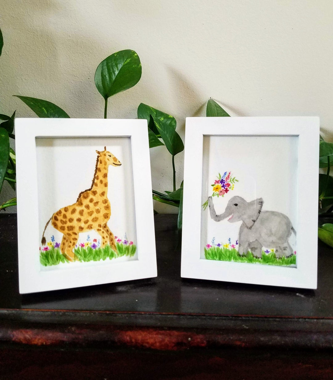 Framed Nursery Art Set of 2 Original Mini Watercolor Etsy