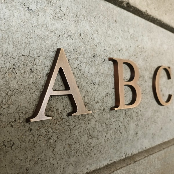 Antique, brushed cast brass letter, 4cm- 30cm high, made using a traditional technique, handmade, sanded/brushed