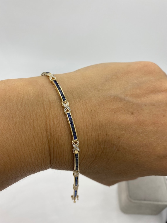10k gold Sapphire bracelet , the birthstone of Sep