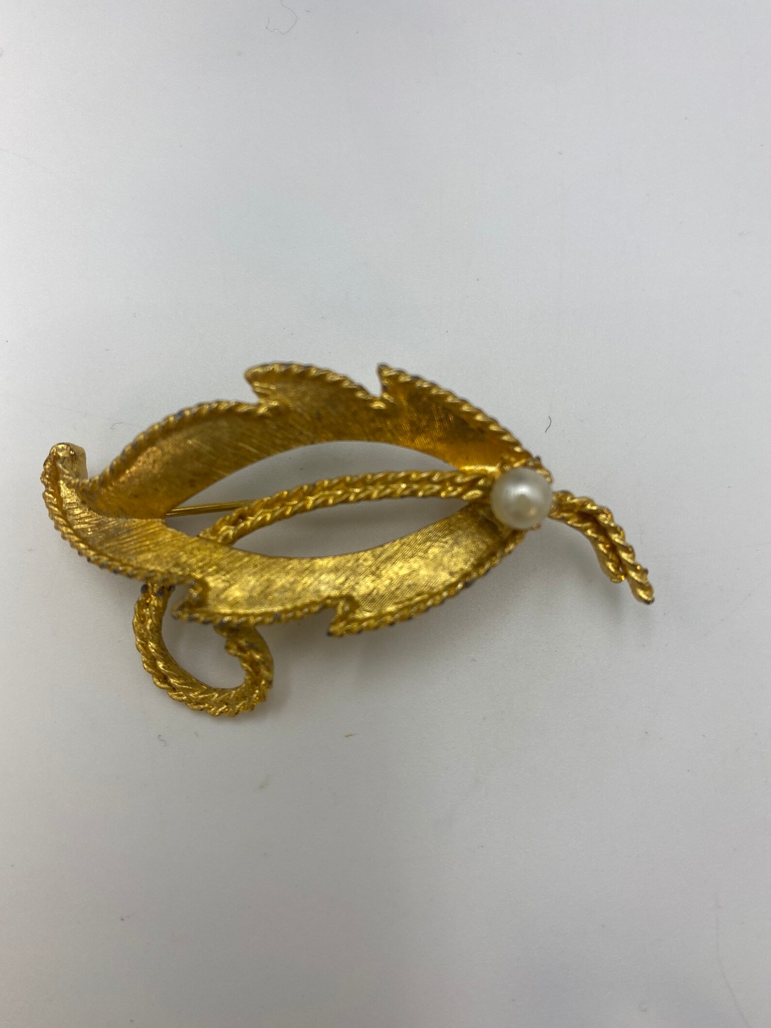 Vintage Mamselle Signed Gold Tone Leaf Brooch Pin 2 00130 Etsy