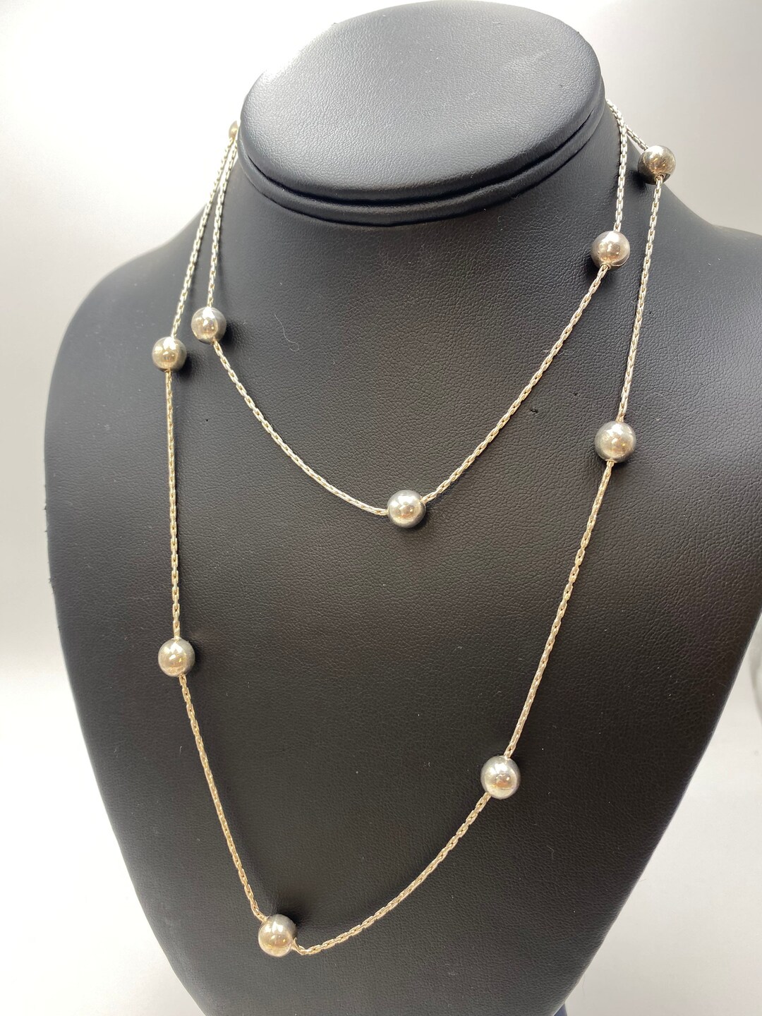 Sterling Silver Ball Bead Necklace 00172 Etsy