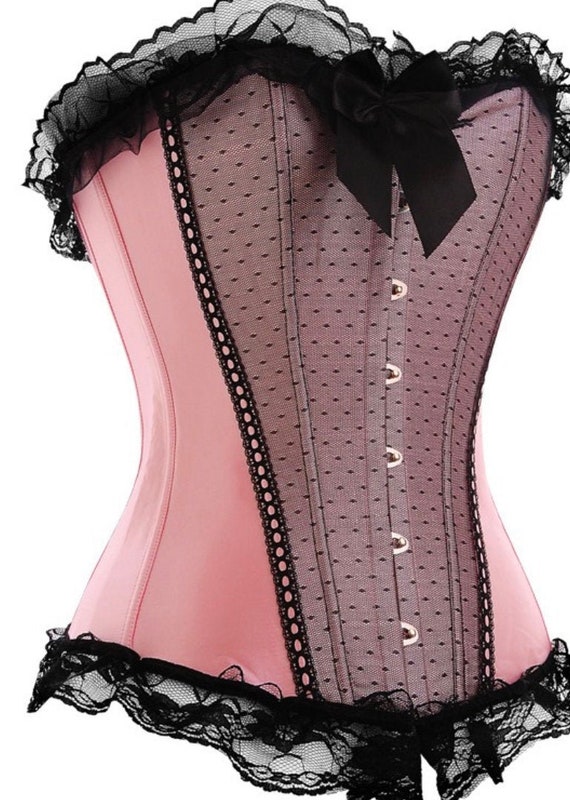 Pink and Black Chantilly Lace Pin Up Burlesque Cor