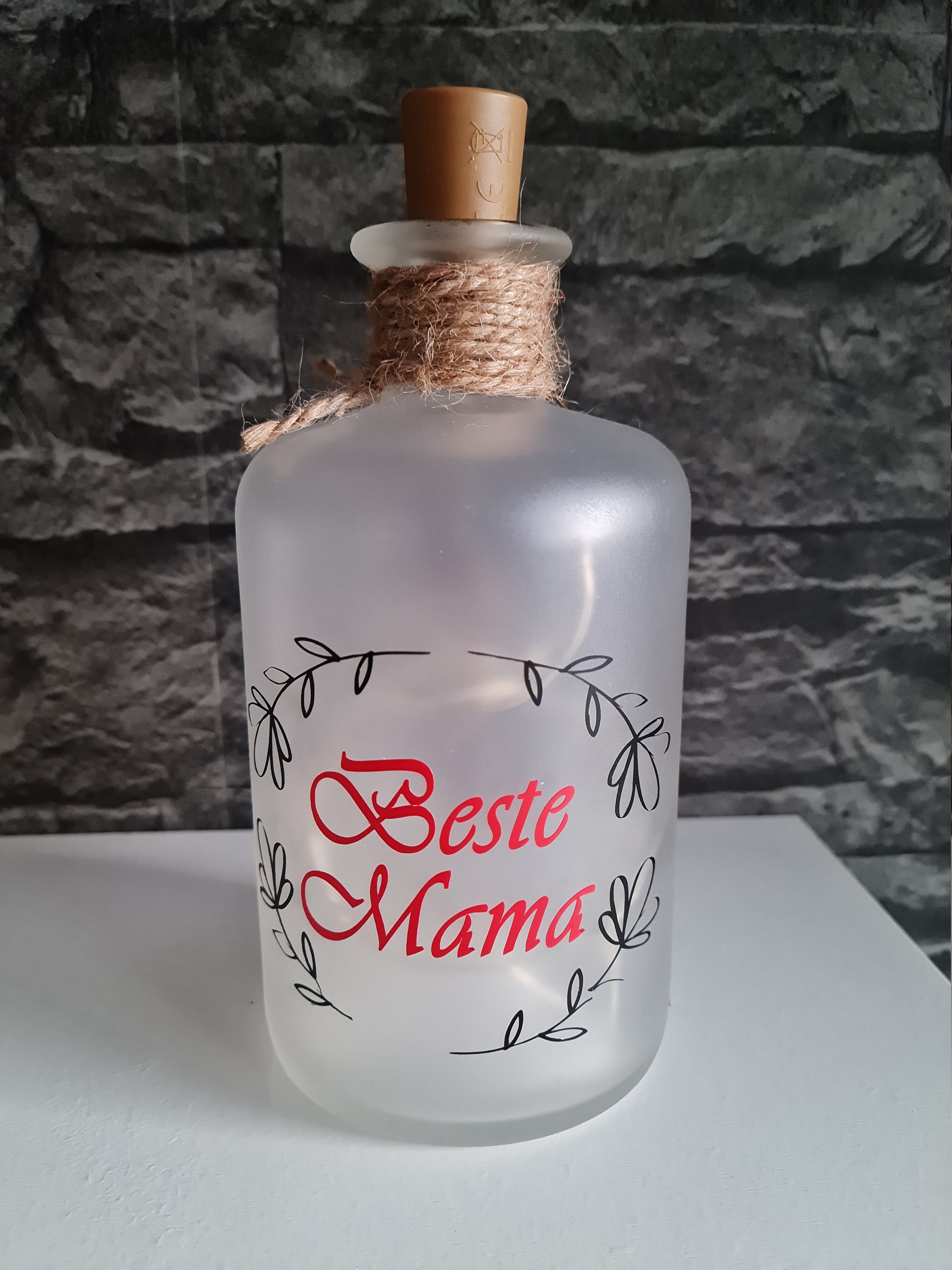 Beleuchtete Flasche mit Spruch, Flasche mit Spruch, Beleuchtete Flasche