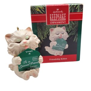 Hallmark Keepsake Ornament Friendship Kitten 1990 Handcrafted Ceramic Christmas Decoration