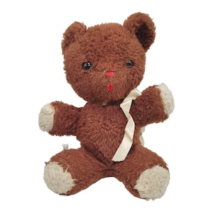 Vintage Eden Toys Brown Teddy Bear Plush With Ribbon For Decor
