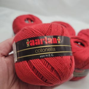 Aarlan Cotonella 100% Mercerized Cotton Yarn 50G Skeins Bright Red Lot Of 5 Made In Switzerland