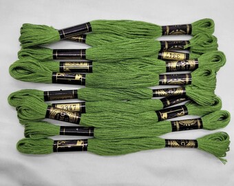 Vtg DMC France Cotton Embroidery Floss 10-Skeins Green 3347 8.7 Yds