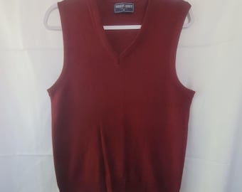 Robert Bruce Vintage Maroon Wool Sweater Vest Union Made USA Size M 70s