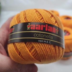 Aarlan Cotonella 100% Mercerized Cotton Crochet & Knitting Yarn 50g Skeins Orange