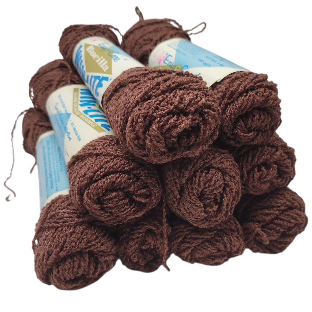 Bucilla Win-lite Vintage Yarn Lot of 9 Skeins Brown Acrylic/nylon Easy ...