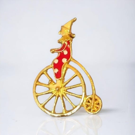 Broche (pin) Vintage Clown Sur Monocycle - Émail, Occasion
