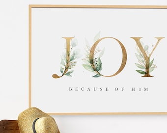 Joy in Jesus Christ - Wall Art - Religious Home Decor - Printable Art - Uplifting Art