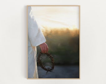 Jesus Christ Fine Art Print: Crown of Thorns, Scripture Wall Art (Instant Download)
