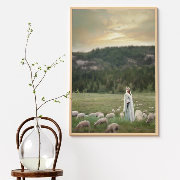 Jezus Christus-kunstprint: de goede herder, LDS-huisdecoratie (digitale download)