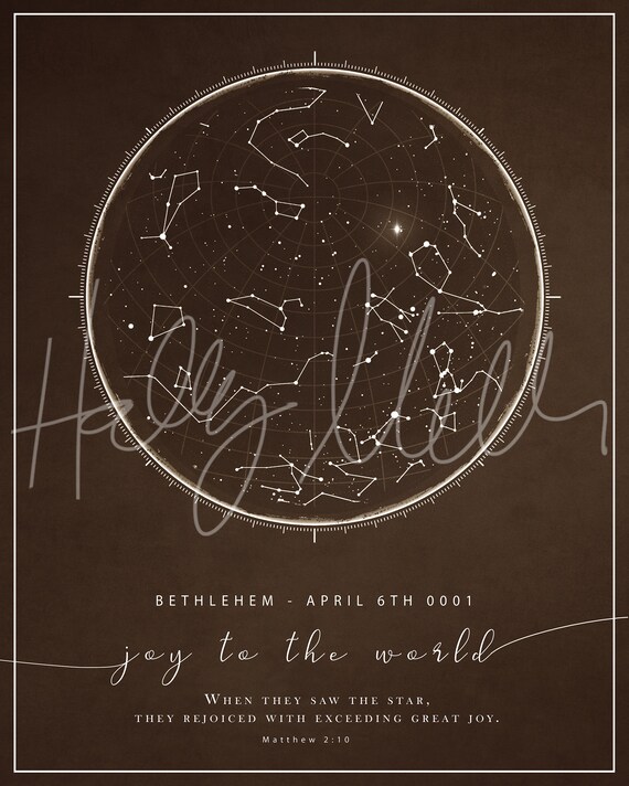 Star Map of Jesus Christ's Birthday Actual Stars in the - Etsy
