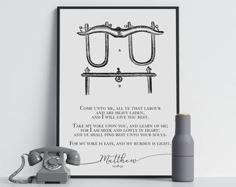 LDS Art - Yoke Is Easy - Religious Art - Bible Word Art - Instant Download - Digital Download - Vintage Yoke - Vintage Art