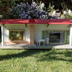 Linda casa de bonecas original Schoenherr de meados do século vintage anos 60 e 70 em miniatura