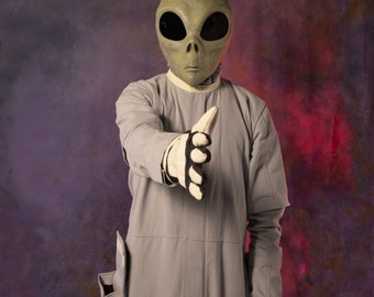 Máscara Alien ET para Halloween, máscara de látex realista, disfraz para  adultos