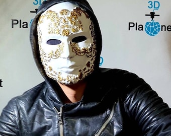 Masque vénitien (blanc, or, argent) / Masque d'Halloween / Masque de festival / Masque de fête / Masque de mascarade