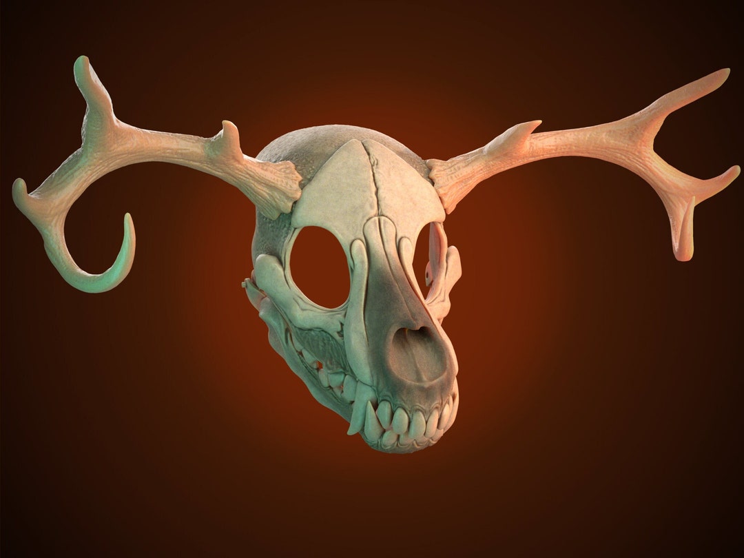 Wendigo Skull Mask 3d Model Scary Horror Mask STL Files for Print Wolf