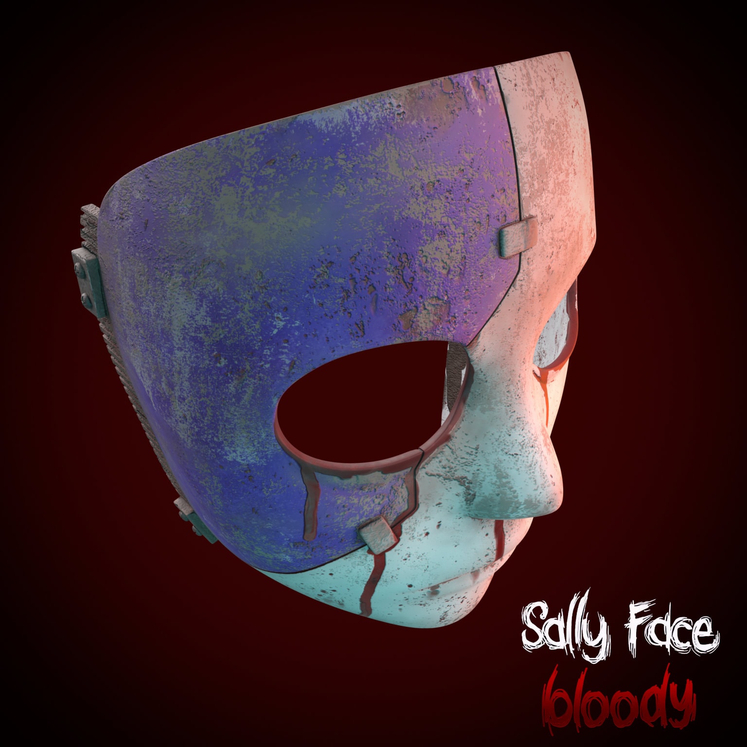 Sally Face Blood Mask, Cosplay Mask Sally Fisher - 3D Planet Props Custom Paint