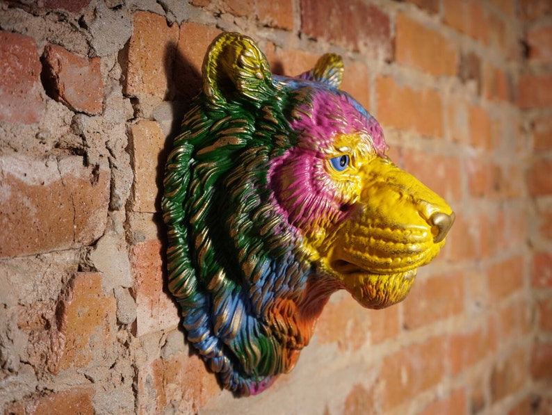 Lion Head Decor Modern Wildlife Wall Sculpture Lion Head Etsy