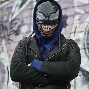 Cosplay Mask Helmet / Symbiote Mask / Cosplay Helmet / Black Symbiote Cosplay / Scary Mask / Cosplay Prop