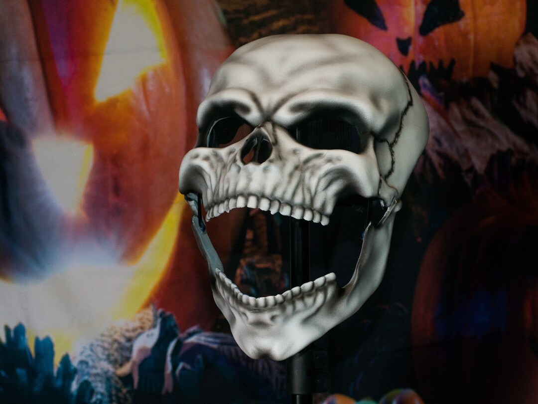 Bone Skull Mask With Moving Jaw Skeleton Mask Scary Skull - Etsy