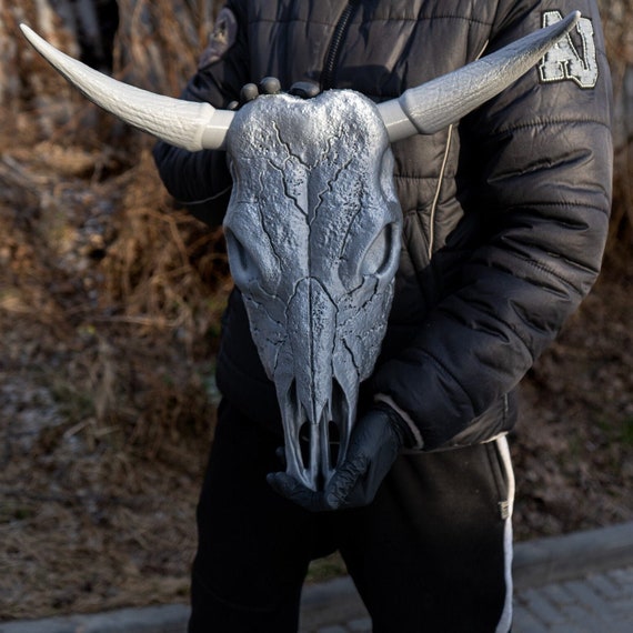 Bull Skull Decor 3D Printed Unpainted Skull Wall Decor Raw Kit