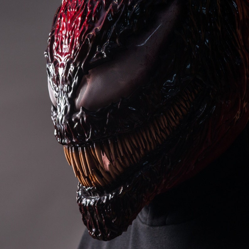 Carnage Mask from Movie / Supervillain Cosplay Mask / Carnage Helmet / Symbiote Mask / Cosplay Helmet / Black Symbiote Scary Mask image 3