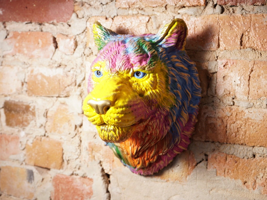 Lion Head Decor Modern Wildlife Wall Sculpture Lion Head Etsy