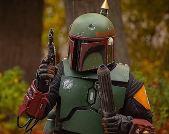 Boba Fett BOBF Full Armor Costume / Book of Boba Fett Cosplay / Boba Fett leather / Boba Fett Helmet / Boba Fett Armor and Flight Suit