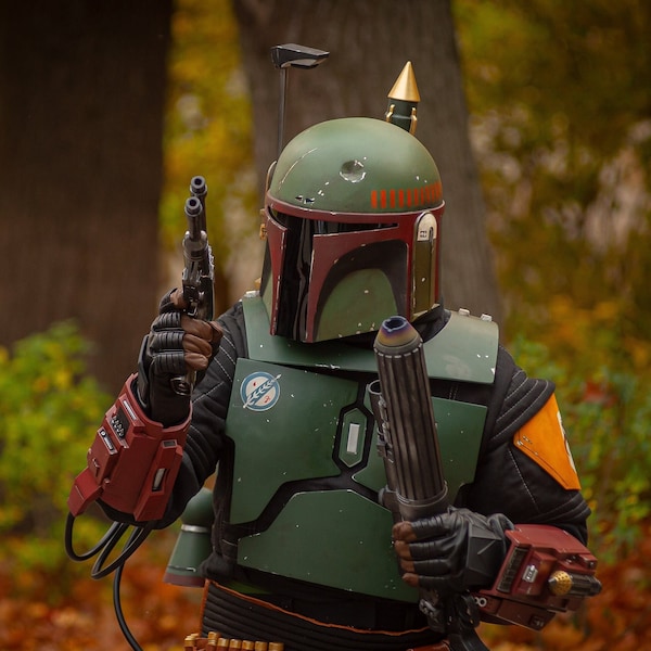 Boba Fett BOBF Full Armor Costume / Book of Boba Fett Cosplay / Boba Fett leather / Boba Fett Helmet / Boba Fett Armor and Flight Suit