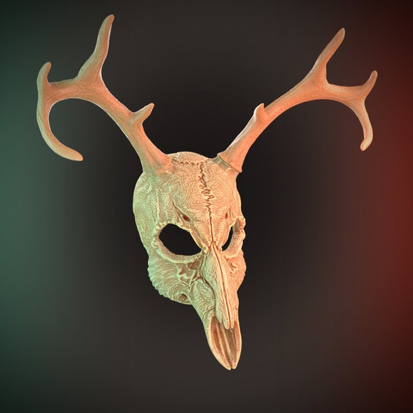 Deer Skull Mask 2 Horns 3D Model / Deer Skull STL Files / 3D Print Cosplay Mask / Deer Skull STL Files for 3D Print / Animal Skull Mask 3D