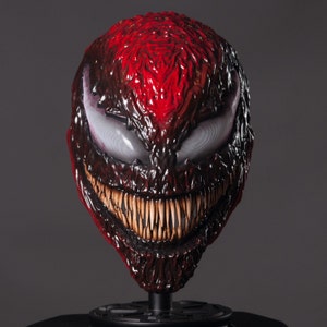 Carnage Mask from Movie / Supervillain Cosplay Mask / Carnage Helmet / Symbiote Mask / Cosplay Helmet / Black Symbiote Scary Mask Fully ready gloss