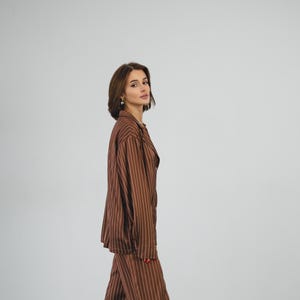 Embroidered Striped pajama set