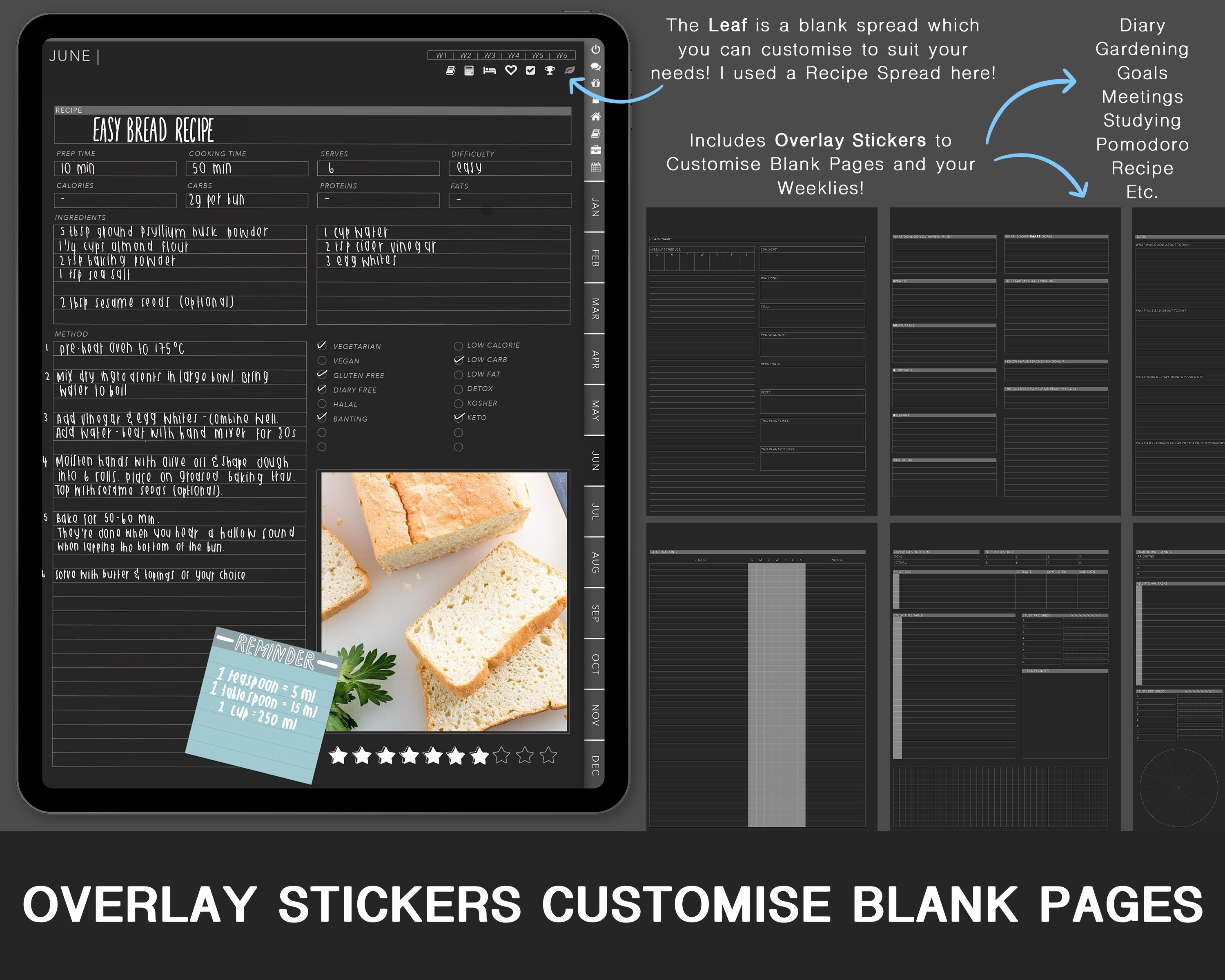 Dark Mode Digital Planner (WORK) Vertical Blackout | Weekly, Undated ...