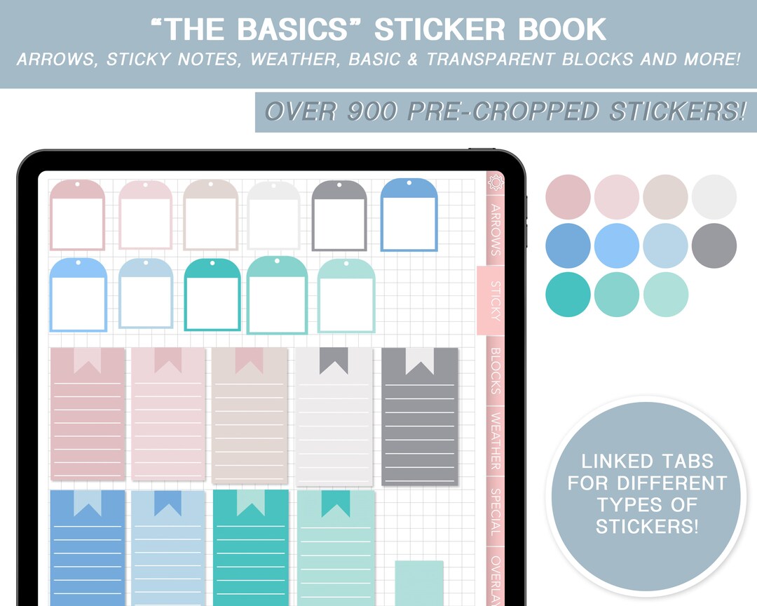 Basics Digital Sticker Book Digital Planner Goodnotes Etsy