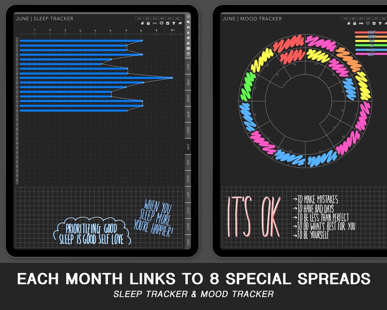Dark Mode Digital Planner (WORK) Vertical Blackout | Weekly, Undated ...