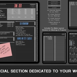 Dark Mode Digital Planner (WORK) Vertical Blackout | Weekly, Undated ...